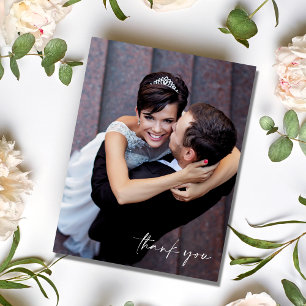 Minimalistisches Script Foto Hochzeit Vielen Dank Postkarte