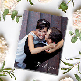 Minimalistisches Script Foto Hochzeit Vielen Dank Postkarte