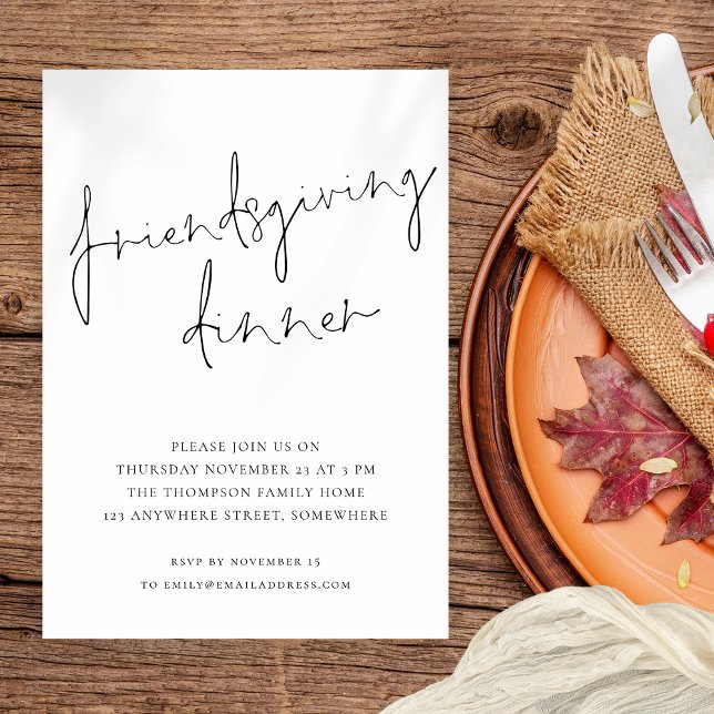 Minimalistisches Script Friendsgiving Dinner Schwa Einladung (Available digitally and printed)