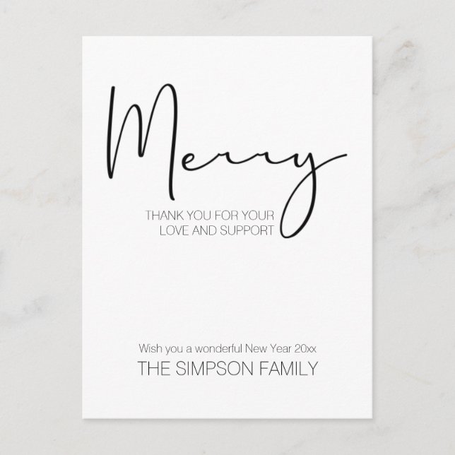 Minimalistisches Script Frohe Weihnachten (Vorderseite)