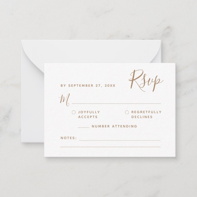 MINIMALISTISCHES Script-Gold-UAWG Wedding Mitteilungskarte (Vorderseite)