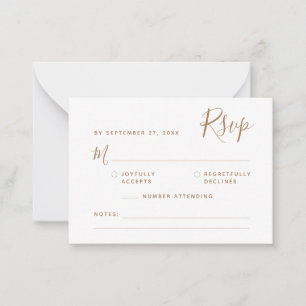 MINIMALISTISCHES Script-Gold-UAWG Wedding Mitteilungskarte