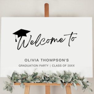 Minimalistisches Script Graduation Party Welcome P Poster