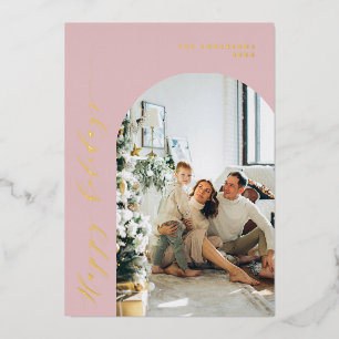 Minimalistisches Script Happy Holidays Foto Dusty  Folien Feiertagskarte