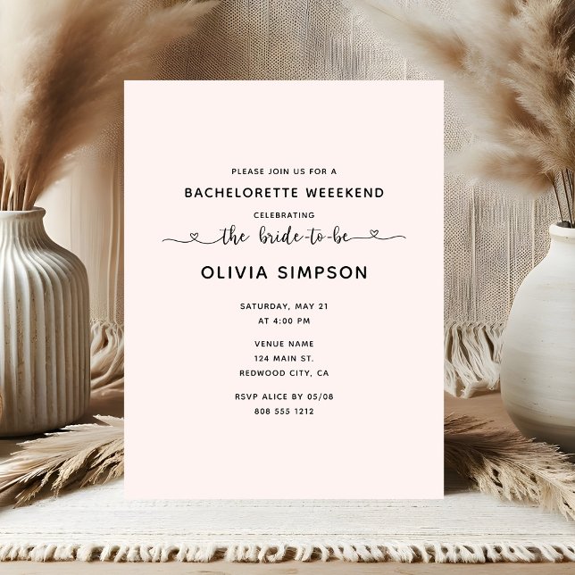 Minimalistisches Script Heart Bachelorette Wochene Postkarte (Von Creator hochgeladen)