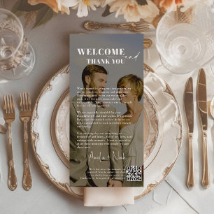 Minimalistisches Script Hochzeit Danke Karte QR Co