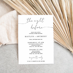 Minimalistisches Script Hochzeit Probe Dinner Einladung