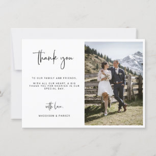 Minimalistisches Script-Hochzeitsskript-Foto Danke