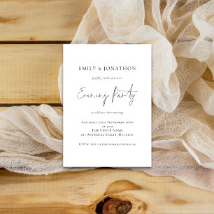Minimalistisches Script-Hochzeitsskripte-Abend-Par Einladung