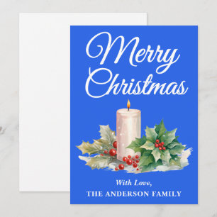 Minimalistisches Script Merry Christmas Royal Blue Feiertagskarte