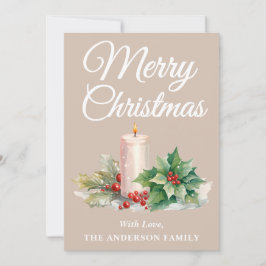 Minimalistisches Script Merry Christmas Taupe Feiertagskarte