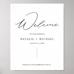 Minimalistisches Script Moderne Hochzeit Begrüßung Poster