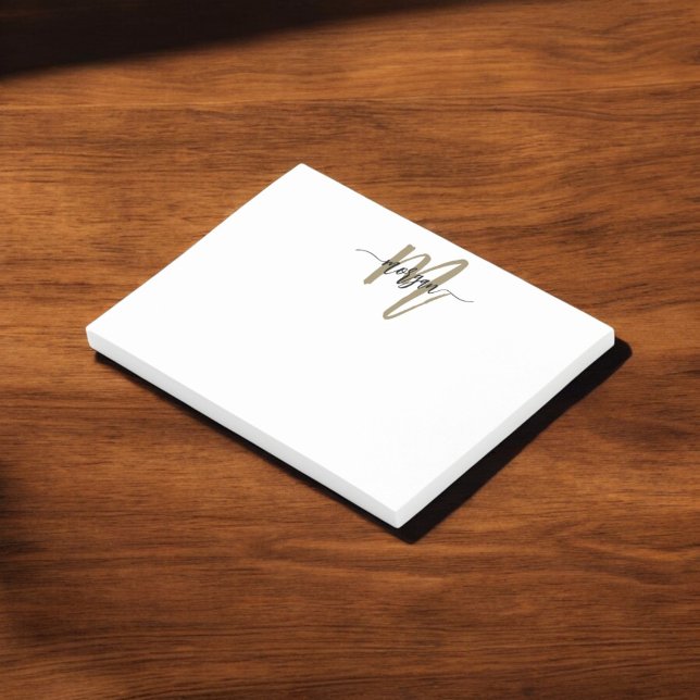 Minimalistisches Script Monogram Name Black Gold Post-it Klebezettel (Von Creator hochgeladen)