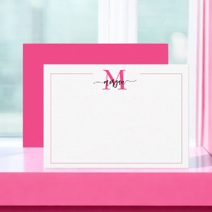 Minimalistisches Script Monogram One Border Hot Pi Mitteilungskarte