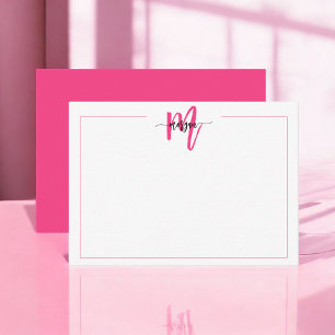 Minimalistisches Script Monogram One Border Hot Pi Mitteilungskarte