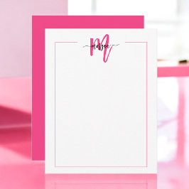 Minimalistisches Script Monogram One Border Hot Pi Mitteilungskarte