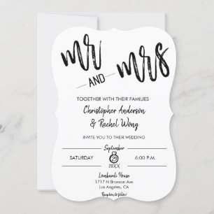 Minimalistisches Script Mr. und Mrs. Wedding Einladung