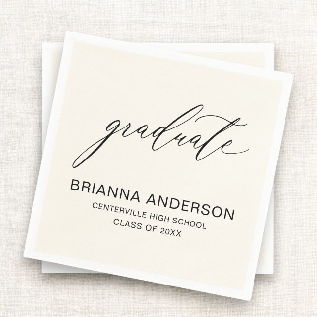 Minimalistisches Script Neutral Cream Beige Abschl Serviette (Von Creator hochgeladen)