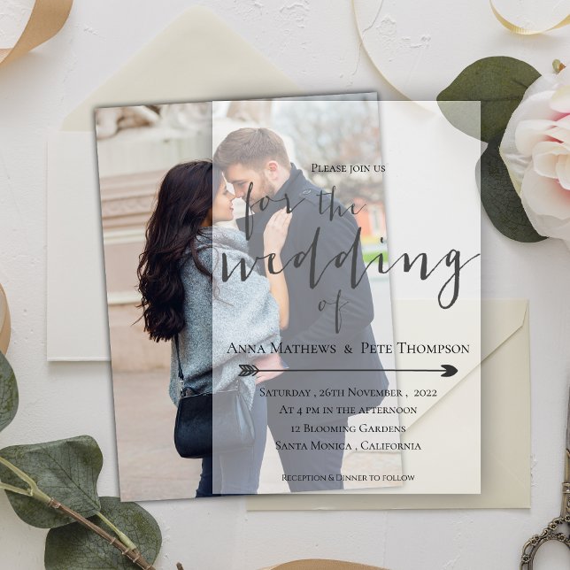 Minimalistisches Script Overlay Elegante Vellum We (Elegant Modern Script Cute Typography Wedding Vellum Invitations)