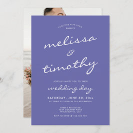 Minimalistisches Script Periwinkle Blue Wedding Einladung