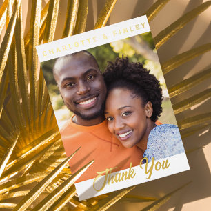 Minimalistisches Script Personalisiert Wedding Dan Folien Feiertagspostkarte