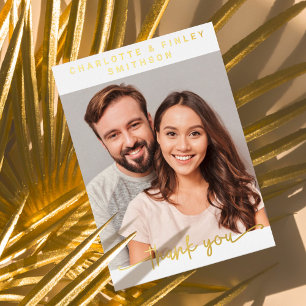 Minimalistisches Script Personalisiert Wedding Dan Folien Feiertagspostkarte