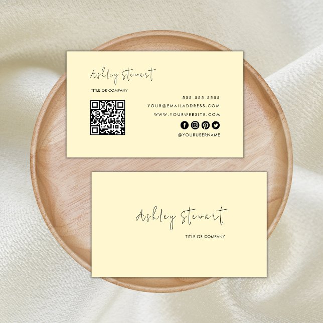 Minimalistisches Script Qr Code Beruflich Groovy Visitenkarte (Von Creator hochgeladen)