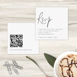 Minimalistisches Script QR Code Hochzeit RSVP Begleitkarte