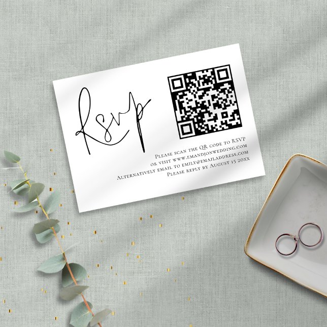 Minimalistisches Script QR Code Hochzeit RSVP Karte (Von Creator hochgeladen)