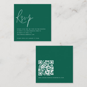 Minimalistisches Script QR Code Wedding Emerald UA Begleitkarte