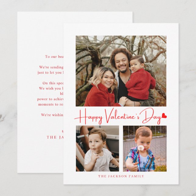Minimalistisches Script Red Heart Valentine's Card Einladung (Vorne/Hinten)