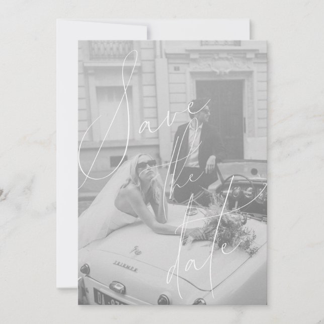 Minimalistisches Script Save the Date-Karte Einladung (Vorderseite)