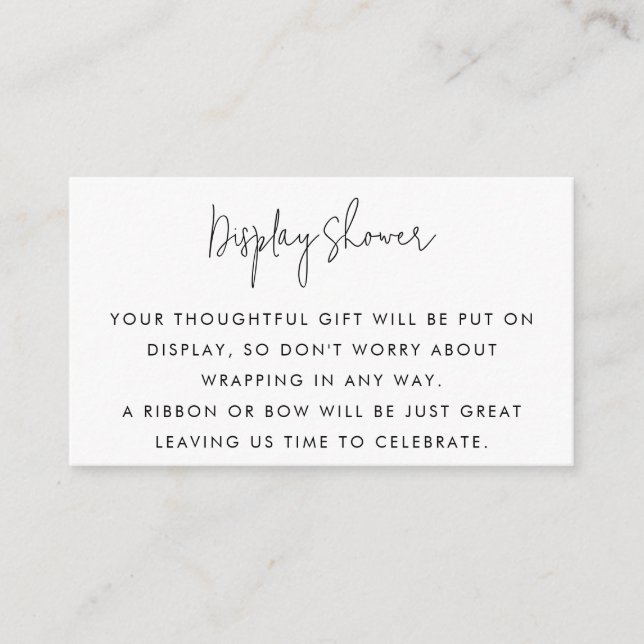 Minimalistisches Script Schwarz/Weiß-Display Begleitkarte (Vorderseite)