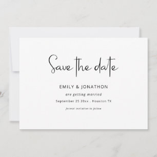 Minimalistisches Script Schwarz-weiß QR Save the D Save The Date