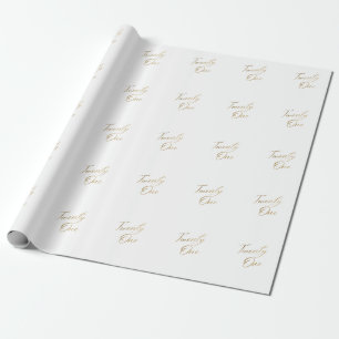 Minimalistisches Script weiß und Gold 21. Geburtst Geschenkpapier