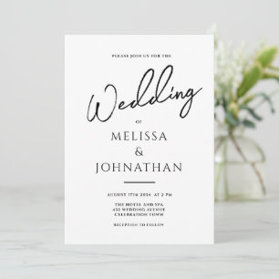 Minimalistisches Script White Clean Elegante Hochz Einladung