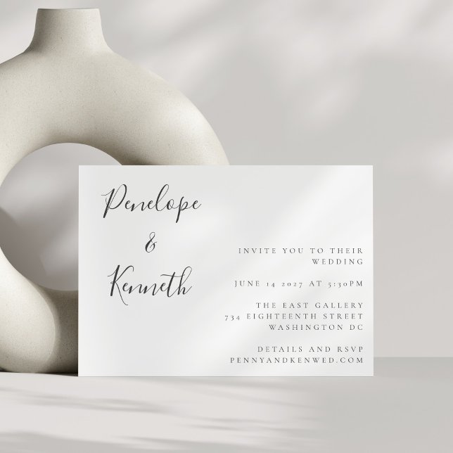 Minimalistisches Script White Modern Wedding Boho Einladung (Von Creator hochgeladen)