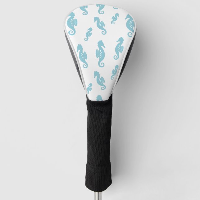 Minimalistisches Seepferdchen-Ozean-Nahtlosmuster  Golf Headcover (Vorderseite)