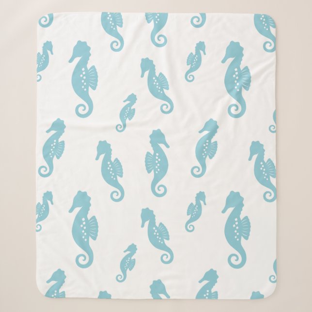 Minimalistisches Seepferdchen-Ozean-Nahtlosmuster  Sherpadecke (Vorderseite)