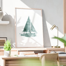 Minimalistisches Segelboot Aquarell Kunst, Dichtun