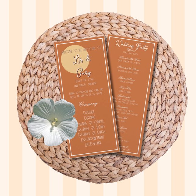 Minimalistisches Senf-Terrakotta-Programm Hochzeit Programm (Von Creator hochgeladen)