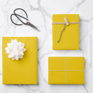 Minimalistisches Senfgelb einfarbig schlicht elega Geschenkpapier Set