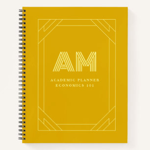 Minimalistisches Senfgelb-Monogramm Notizbuch