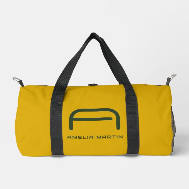 Minimalistisches Senfgelb und Waldgrün Duffle Bag (Vorderseite)