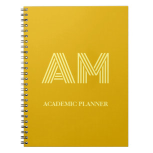 Minimalistisches Senfgelbes Monogramm Notizblock
