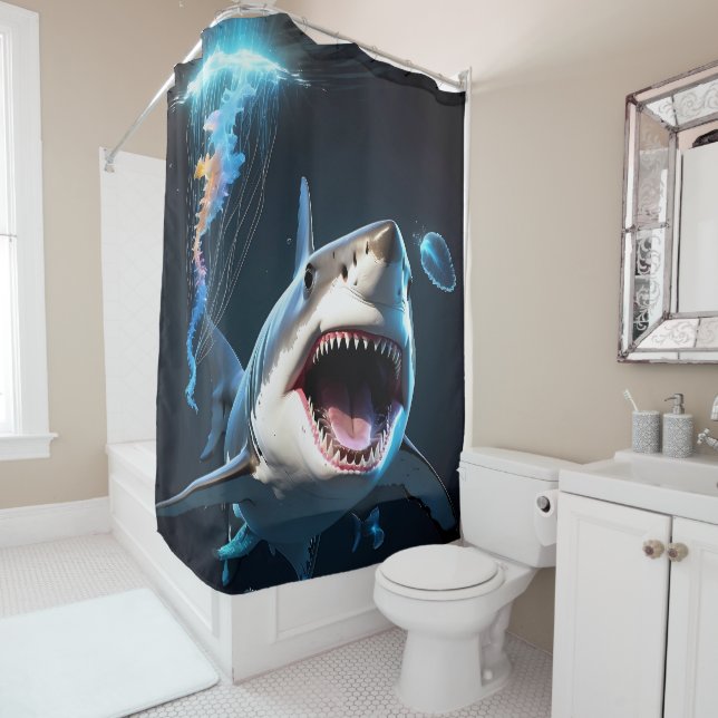 Minimalistisches Shark Design auf Duschvorhang-Set Duschvorhang (Beispiel)