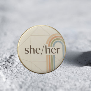 Minimalistisches She/Her Pronomen LGBTQ Stolz Pin Button