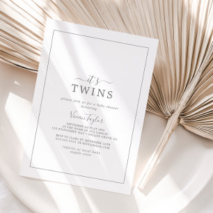 Minimalistisches Silber Es ist Twins Baby Dusche Einladung