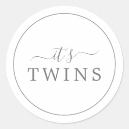 Minimalistisches Silber Es ist Twins Baby Shower S Runder Aufkleber