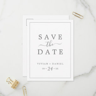 Minimalistisches Silber Save the Date Einladungspostkarte